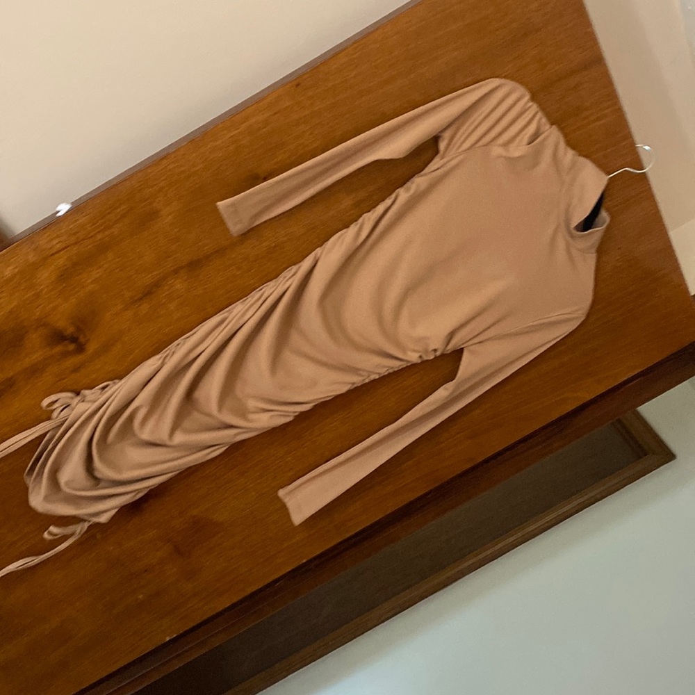 Long sleeve tan dress